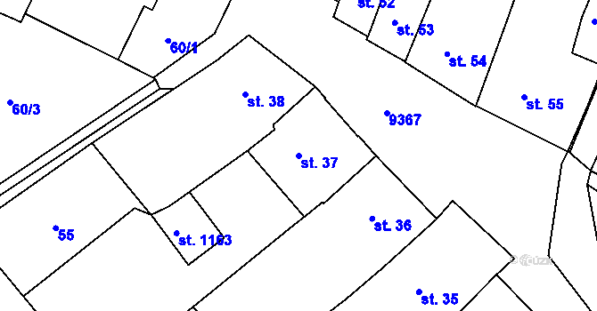 Parcela st. 37 v KÚ Slavonice, Katastrální mapa