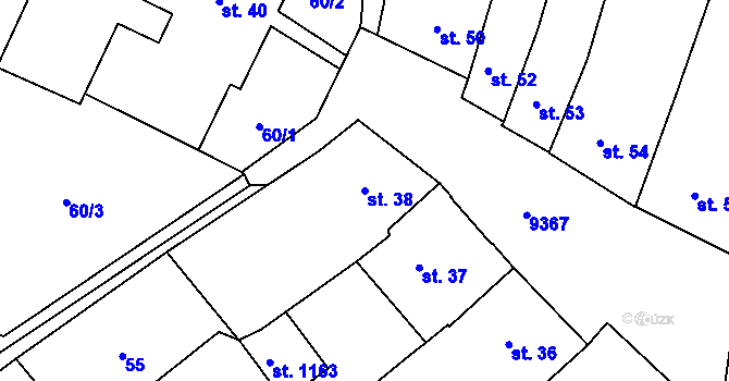 Parcela st. 38 v KÚ Slavonice, Katastrální mapa