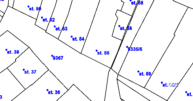 Parcela st. 55 v KÚ Slavonice, Katastrální mapa