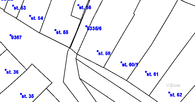 Parcela st. 59 v KÚ Slavonice, Katastrální mapa