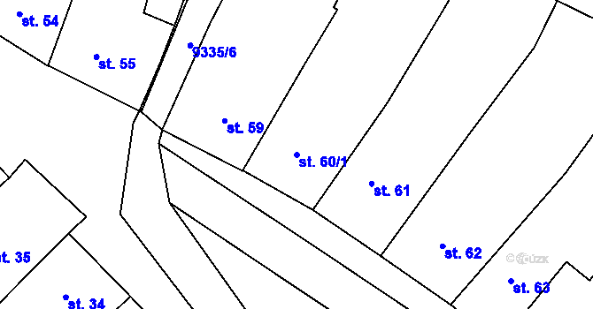 Parcela st. 60/1 v KÚ Slavonice, Katastrální mapa