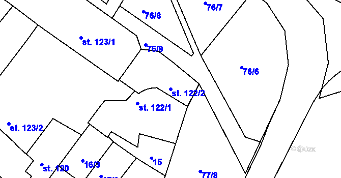 Parcela st. 122/2 v KÚ Slavonice, Katastrální mapa