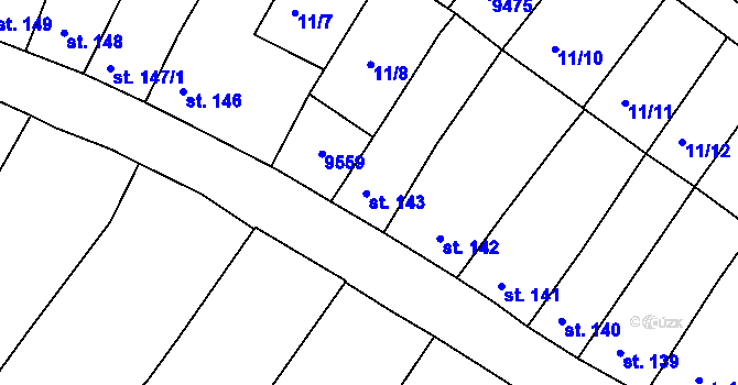 Parcela st. 143 v KÚ Slavonice, Katastrální mapa
