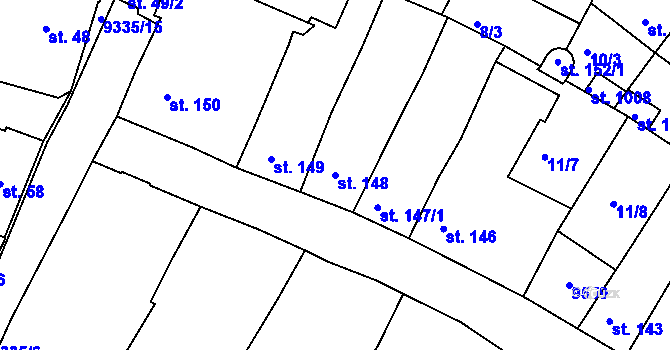 Parcela st. 148 v KÚ Slavonice, Katastrální mapa