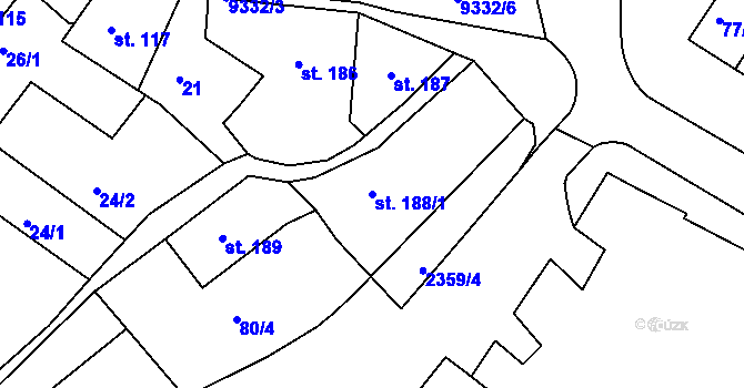 Parcela st. 188/1 v KÚ Slavonice, Katastrální mapa