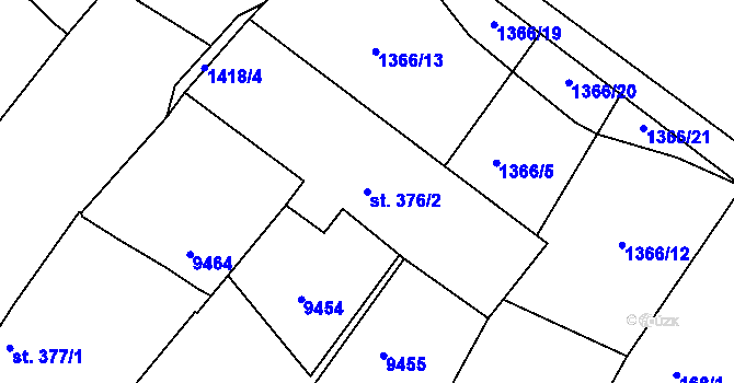 Parcela st. 376/2 v KÚ Slavonice, Katastrální mapa