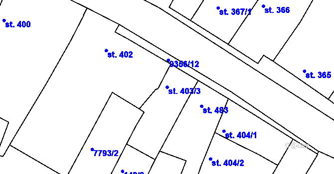 Parcela st. 403/3 v KÚ Slavonice, Katastrální mapa