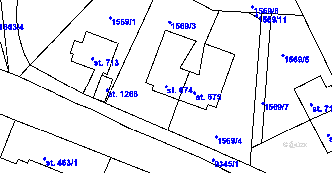 Parcela st. 674 v KÚ Slavonice, Katastrální mapa
