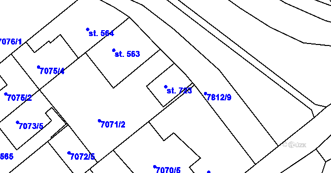 Parcela st. 723 v KÚ Slavonice, Katastrální mapa
