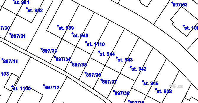 Parcela st. 944 v KÚ Slavonice, Katastrální mapa