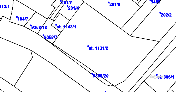 Parcela st. 1131/2 v KÚ Slavonice, Katastrální mapa