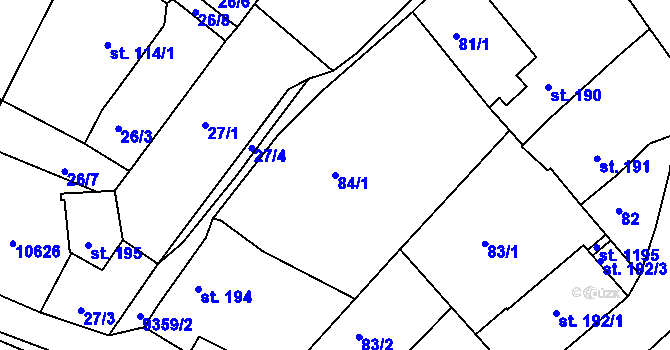 Parcela st. 84/1 v KÚ Slavonice, Katastrální mapa