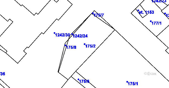Parcela st. 175/2 v KÚ Slavonice, Katastrální mapa