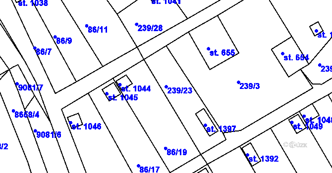 Parcela st. 239/23 v KÚ Slavonice, Katastrální mapa