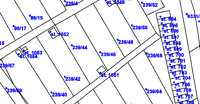 Parcela st. 239/46 v KÚ Slavonice, Katastrální mapa