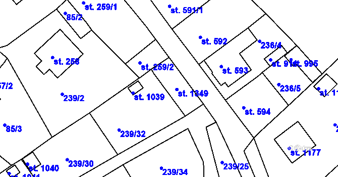 Parcela st. 239/68 v KÚ Slavonice, Katastrální mapa