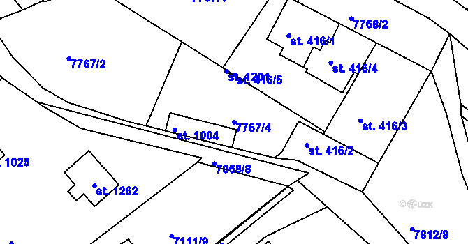 Parcela st. 7767/4 v KÚ Slavonice, Katastrální mapa