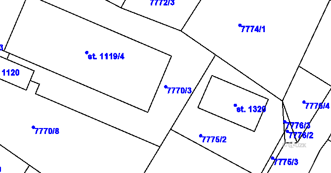 Parcela st. 7770/3 v KÚ Slavonice, Katastrální mapa