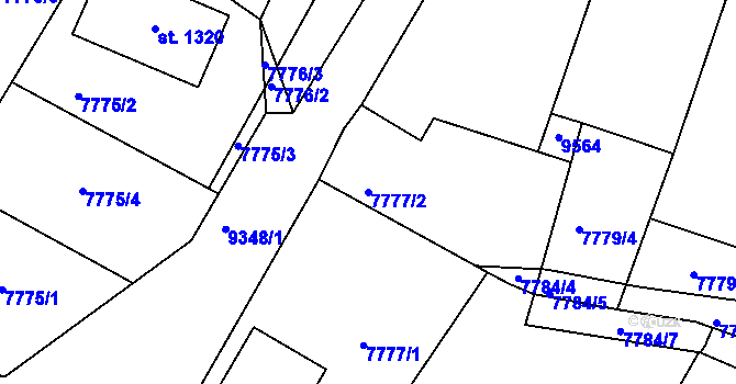 Parcela st. 7777/2 v KÚ Slavonice, Katastrální mapa
