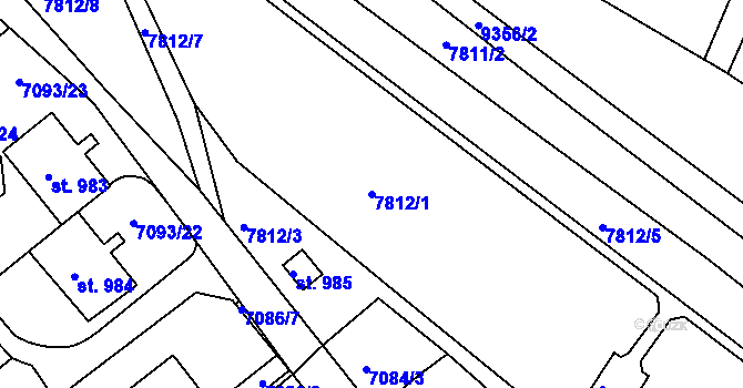 Parcela st. 7812/1 v KÚ Slavonice, Katastrální mapa