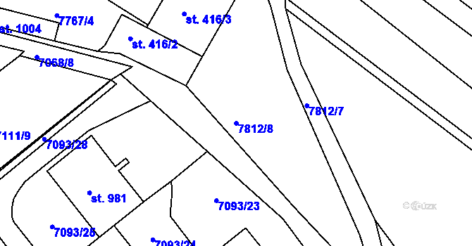 Parcela st. 7812/8 v KÚ Slavonice, Katastrální mapa
