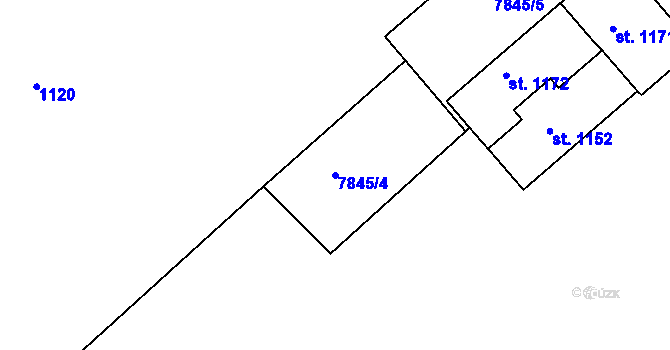 Parcela st. 7845/4 v KÚ Slavonice, Katastrální mapa
