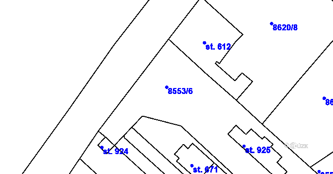 Parcela st. 8553/6 v KÚ Slavonice, Katastrální mapa