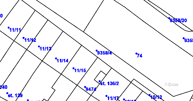 Parcela st. 9358/4 v KÚ Slavonice, Katastrální mapa