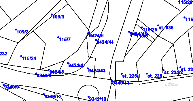 Parcela st. 9424/5 v KÚ Slavonice, Katastrální mapa