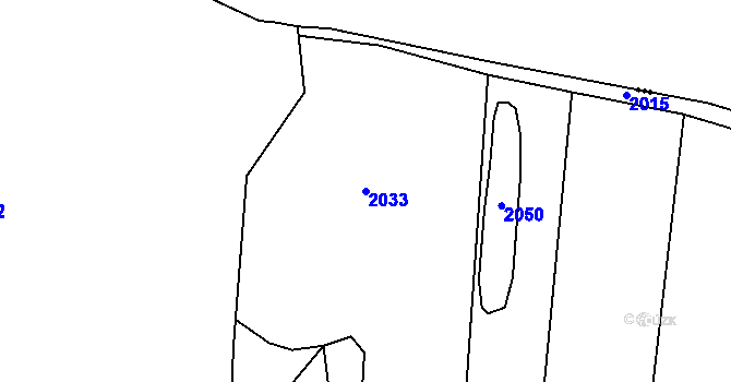 Parcela st. 2033 v KÚ Vlastkovec, Katastrální mapa
