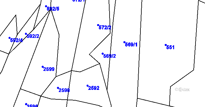 Parcela st. 569/2 v KÚ Vlastkovec, Katastrální mapa