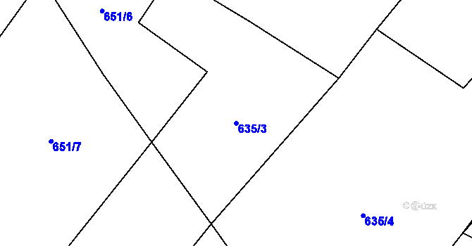Parcela st. 635/3 v KÚ Vlastkovec, Katastrální mapa