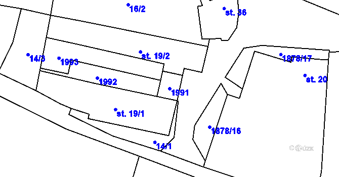 Parcela st. 1991 v KÚ Vlastkovec, Katastrální mapa