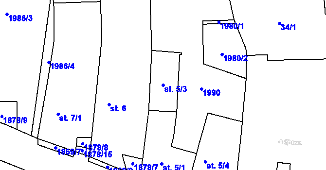 Parcela st. 5/3 v KÚ Vlastkovec, Katastrální mapa