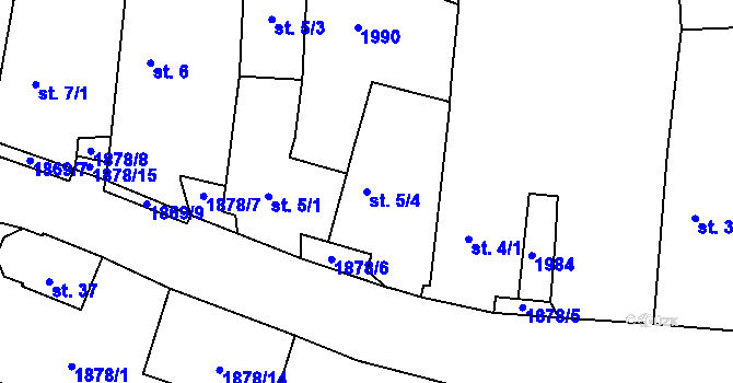 Parcela st. 5/4 v KÚ Vlastkovec, Katastrální mapa
