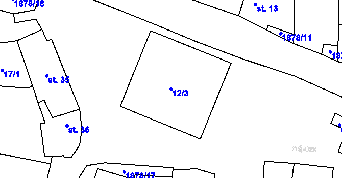 Parcela st. 12/3 v KÚ Vlastkovec, Katastrální mapa