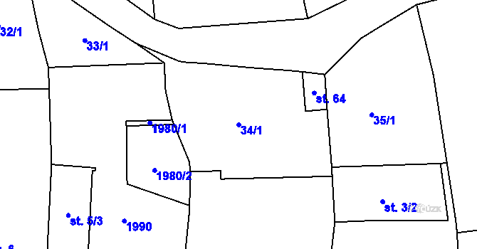 Parcela st. 34/1 v KÚ Vlastkovec, Katastrální mapa