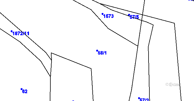 Parcela st. 58/1 v KÚ Vlastkovec, Katastrální mapa