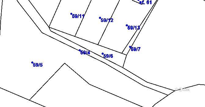 Parcela st. 59/6 v KÚ Vlastkovec, Katastrální mapa