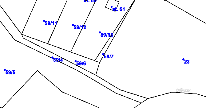 Parcela st. 59/7 v KÚ Vlastkovec, Katastrální mapa