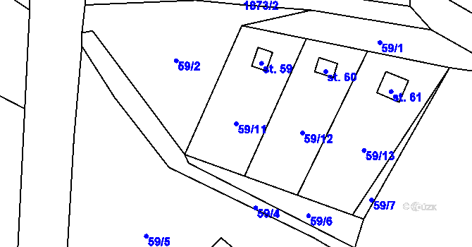 Parcela st. 59/11 v KÚ Vlastkovec, Katastrální mapa