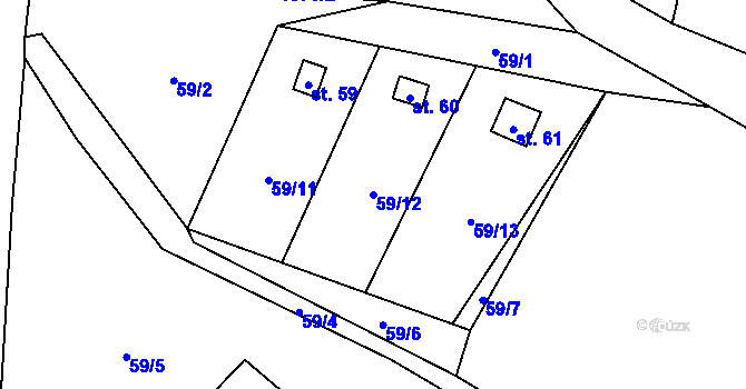Parcela st. 59/12 v KÚ Vlastkovec, Katastrální mapa