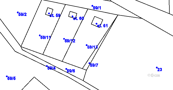 Parcela st. 59/13 v KÚ Vlastkovec, Katastrální mapa