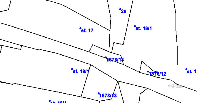 Parcela st. 1878/13 v KÚ Vlastkovec, Katastrální mapa