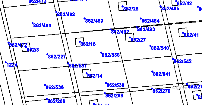 Parcela st. 862/538 v KÚ Slavonín, Katastrální mapa