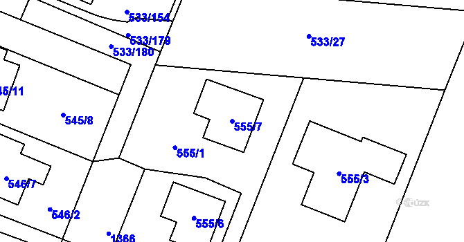 Parcela st. 555/7 v KÚ Slavonín, Katastrální mapa