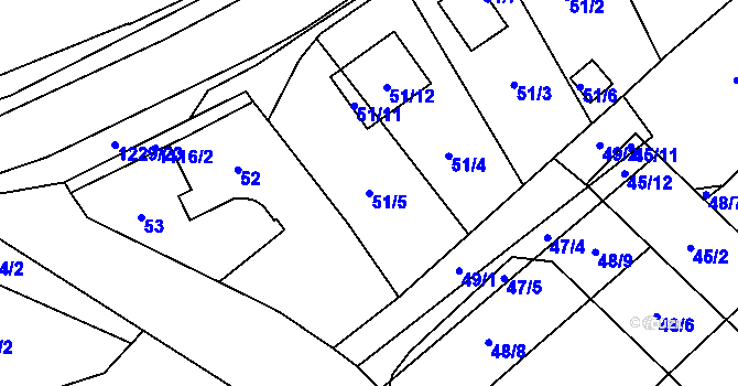 Parcela st. 51/5 v KÚ Slavonín, Katastrální mapa