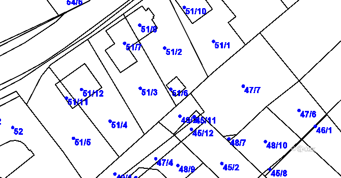 Parcela st. 51/6 v KÚ Slavonín, Katastrální mapa