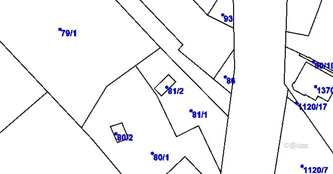 Parcela st. 81/2 v KÚ Slavonín, Katastrální mapa