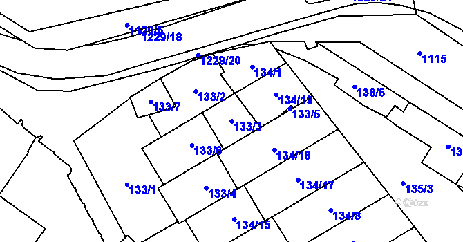 Parcela st. 133/3 v KÚ Slavonín, Katastrální mapa